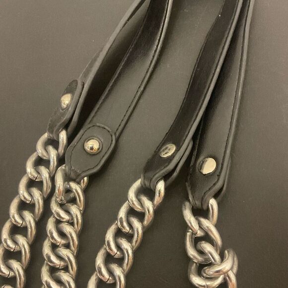 Mechi Bag Purse Replacement Handles 25" Long Silver and Black Ring Claps - Picture 2 of 6